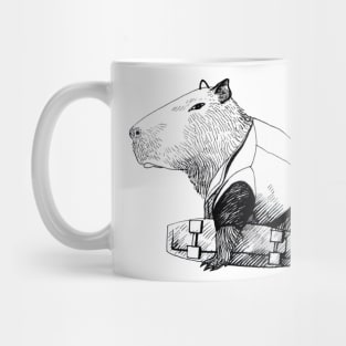 Capybara suspicious skater Mug